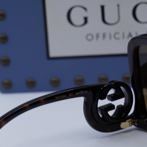 Gucci GG1326S 007 Square Sunglasses – Havana\Brown - Picture 7 of 11